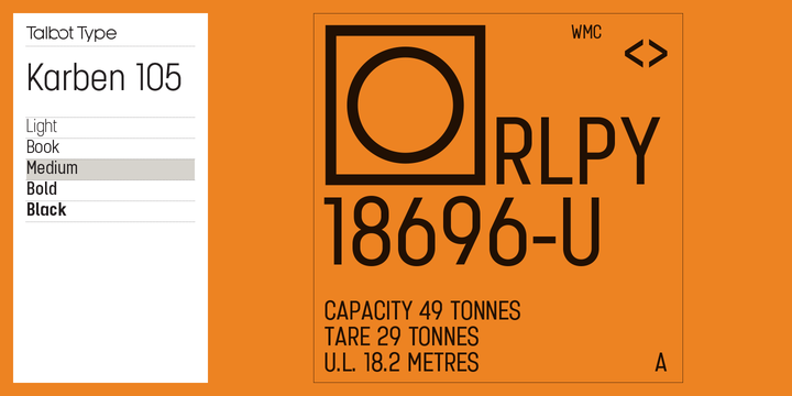 Przykład czcionki Karben 105 Medium Oblique